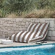 OVIALA - Housse vide de pouf rayé XL imperméable 140x120 cm taupe et blanc - Solys - vignette