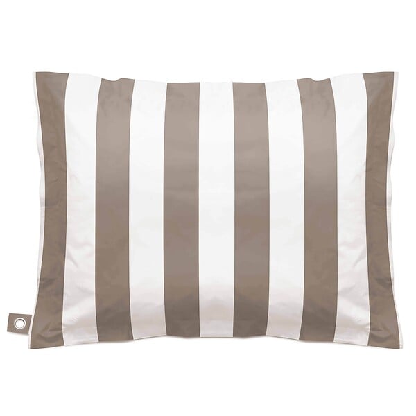 OVIALA - Housse vide de pouf rayé XL imperméable 140x120 cm taupe et blanc - Solys - large