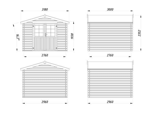 WHITE WOOD - Abri de jardin en bois Valence 2 traité autoclave ép.28mm - White Wood - 9,5m² - large