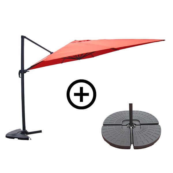 CONCEPT USINE - Ensemble parasol  terracotta 3x4m et 4 dalles à lester CESARE - large