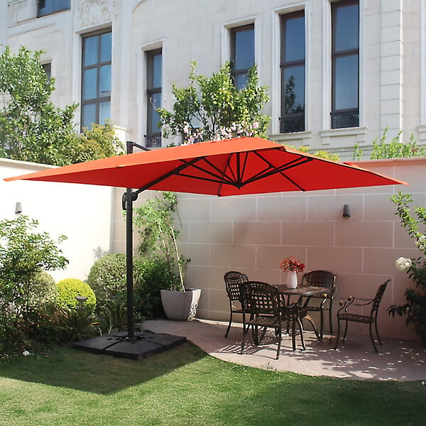 CONCEPT USINE - Ensemble parasol  terracotta 3x4m et 4 dalles à lester CESARE - large