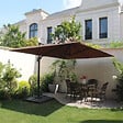 CONCEPT USINE - Ensemble parasol  marron 3x4m et 4 dalles à lester CESARE - vignette