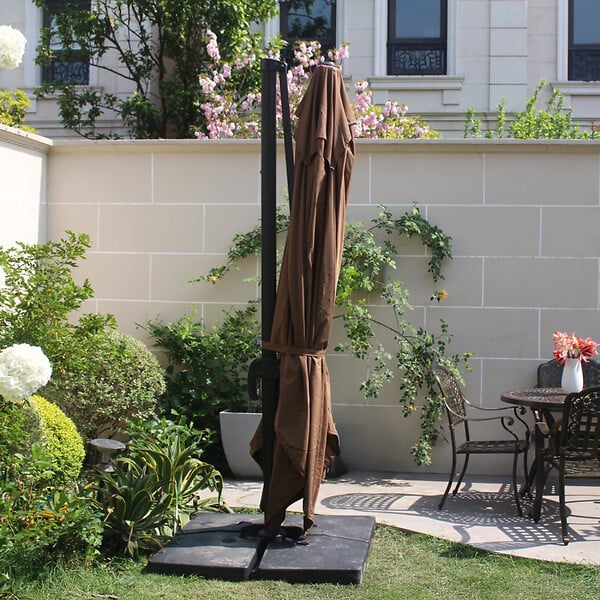 CONCEPT USINE - Ensemble parasol  marron 3x4m et 4 dalles à lester CESARE - large