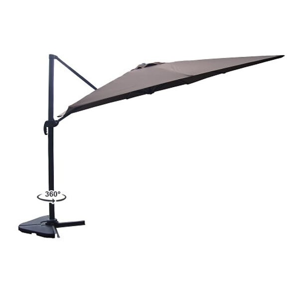 CONCEPT USINE - Ensemble parasol  marron 3x4m et 4 dalles à lester CESARE - large
