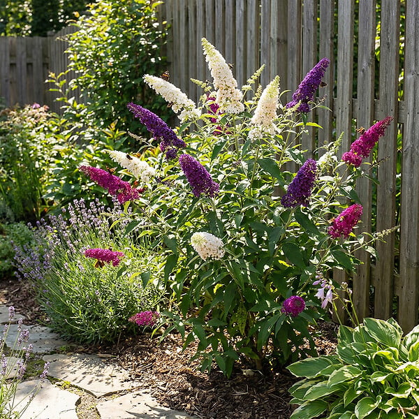 BLOOMIQUE - Lot de 2 - Buddleja Davidii Tricolor - Fleurs tricolores - H. 30-40 cm - P. 17 cm - large