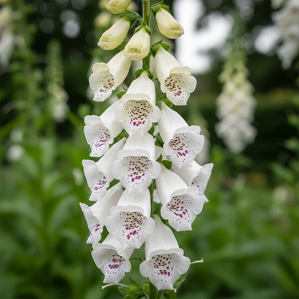 BLOOMIQUE - Lot de 6 - Digitalis Purp. Dalmatian White - Digitale - Floraison abondante - H. 10-20 cm - P. 9 cm - large