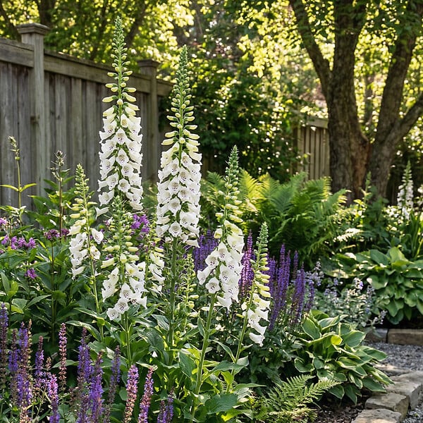BLOOMIQUE - Lot de 6 - Digitalis Purp. Dalmatian White - Digitale - Floraison abondante - H. 10-20 cm - P. 9 cm - large