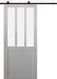 GD MENUISERIES - Porte Coulissante Atelier blanc vitre depoli H204 x L83 cm, Rail roulettes - vignette