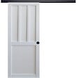 GD MENUISERIES - Porte Coulissante Atelier 2 panneaux blanc H204 x L73 cm, Rail Alu bandeau noir, Coquilles Noir - vignette