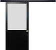 GD MENUISERIES - Porte Coulissante Athena Noir H204 x L73 cm, Rail alu Bandeau Noir, Coquilles - vignette