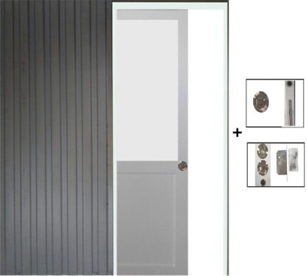GD MENUISERIES - Porte Coulissante Athena blanc H204 x L73 cm, Galandage - large