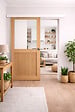 GD MENUISERIES - Porte Coulissante Atelier placage chene Vitrée H204 x L83 cm, Rail Alu Bandeau Blanc, Coquilles - vignette