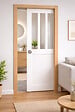 GD MENUISERIES - Porte Coulissante Atelier Blanc H204 x L73 cm, Galandage, kit de finition - vignette