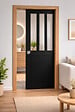 GD MENUISERIES - Porte Coulissante Atelier Noir H204 x L93 cm, Galandage, kit de finition - vignette