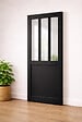 GD MENUISERIES - Porte Coulissante Atelier Noir H204 x L73 cm, Coquilles Noir - vignette