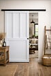 GD MENUISERIES - Porte Coulissante Atelier 2 panneaux blanc H204 x L83 cm, Rail Alu bandeau noir, Coquilles - vignette