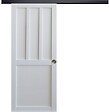 GD MENUISERIES - Porte Coulissante Atelier 2 panneaux blanc H204 x L83 cm, Rail Alu bandeau noir, Coquilles - vignette