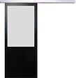 GD MENUISERIES - Porte Coulissante Athena Noir Vitrée H204 x L83 cm, Rail Alu - vignette