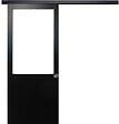 GD MENUISERIES - Porte Coulissante Atelier Noir sans meneau H204 x L73 cm, Rail alu Bandeau Noir, Coquilles - vignette