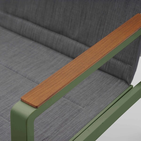 OVIALA - Salon de jardin 4 places en aluminium vert kaki - Leki - large
