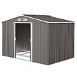 OUTSUNNY - Abri de jardin - remise pour outils - cabanon double porte coulissante - fondation incluse - dim. 277L x 191l x 192H cm - tôle d'acier ondulée grise - vignette