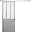 GD MENUISERIES - Porte Coulissante Atelier Blanc vitre depoli H204 x L93 cm, Rail Alu, Coquilles - vignette