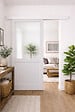 GD MENUISERIES - Porte Coulissante Atelier Blanc H204 x L73 cm sans meneau, Rail alu Bandeau Blanc, Coquilles blanc - vignette