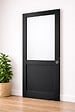 GD MENUISERIES - Porte Coulissante Atelier Noir H204 x L93 cm sans meneau, coquilles, tire doigt - vignette