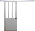 GD MENUISERIES - Porte Coulissante Atelier Blanc H204 x L93 cm, Rail Alu, Coquilles - vignette