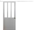 GD MENUISERIES - Porte Coulissante Atelier Blanc H204 x L73 cm, Rail alu Bandeau Blanc, Coquilles - vignette