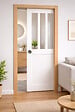 GD MENUISERIES - Porte Coulissante Atelier Blanc H204 x L73 cm, Galandage, kit finition (coquille et tire doigt) - vignette