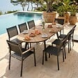 OVIALA - Ensemble table extensible 180/220 cm et 8 chaises de jardin effet bois - Jakarta - vignette