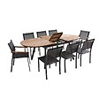 OVIALA - Ensemble table extensible 180/220 cm et 8 chaises de jardin effet bois - Jakarta - vignette