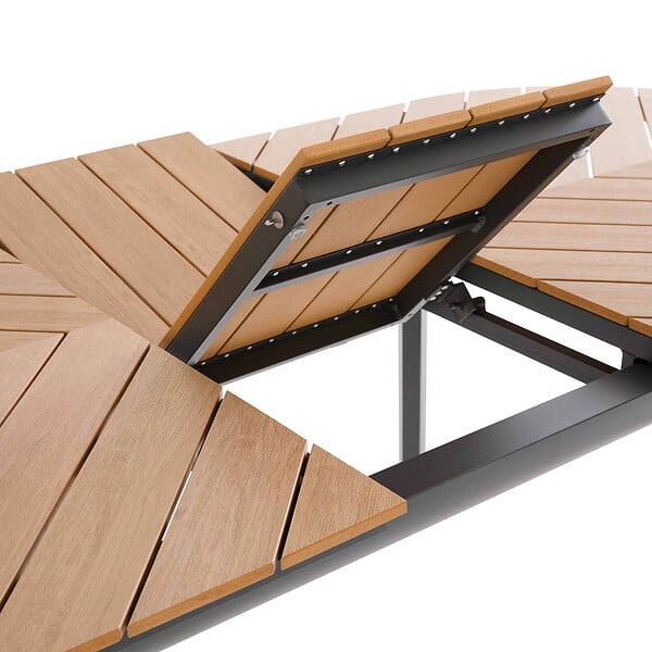 OVIALA - Ensemble table extensible 180/220 cm et 8 chaises de jardin effet bois - Jakarta - large