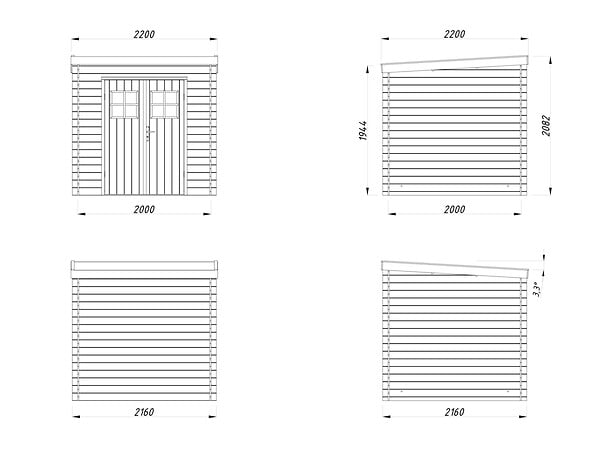 WHITE WOOD - Abri de jardin en bois Zoé 2 traité autoclave ép.19mm - White Wood - 4,8m² - large