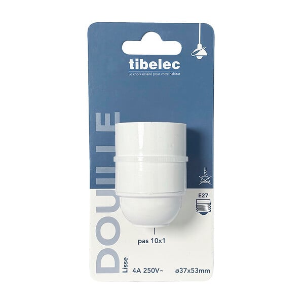 TIBELEC - Douille E27 isolée lisse 10x1 blanc - large