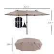 OUTSUNNY - Parasol de jardin XXL parasol grande taille 4,6L x 2,7l x 2,4H m ouverture fermeture manivelle acier polyester haute densité marron - vignette
