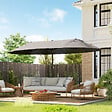 OUTSUNNY - Parasol de jardin XXL parasol grande taille 4,6L x 2,7l x 2,4H m ouverture fermeture manivelle acier polyester haute densité gris - vignette