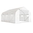 OUTSUNNY - Serre tunnel de jardin dim. 4,45L x 2,99l x 2H m porte + 6 fenêtres enroulables acier galvanisé bâche PE haute densité blanc - vignette