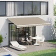 OUTSUNNY - Store banne manuel rétractable alu. polyester imperméabilisé haute densité 4 x 2,5 m beige - vignette