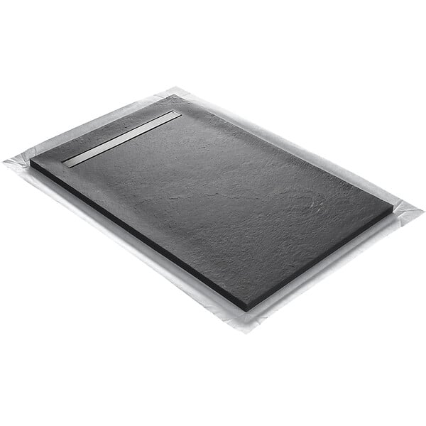 U-TILE - Receveur pierre naturelle rocher de mer 140 x 90 cm - grille caniveau acier excentrée - large