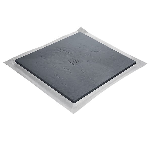 MARMOX - Receveur résine U-Tile gris ardoise imitation ardoise - grille carrée centrée - large