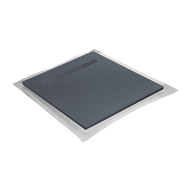 U-TILE - Receveur résine 90 x 90 cm gris granit effet granit - grille caniveau excentrée - large