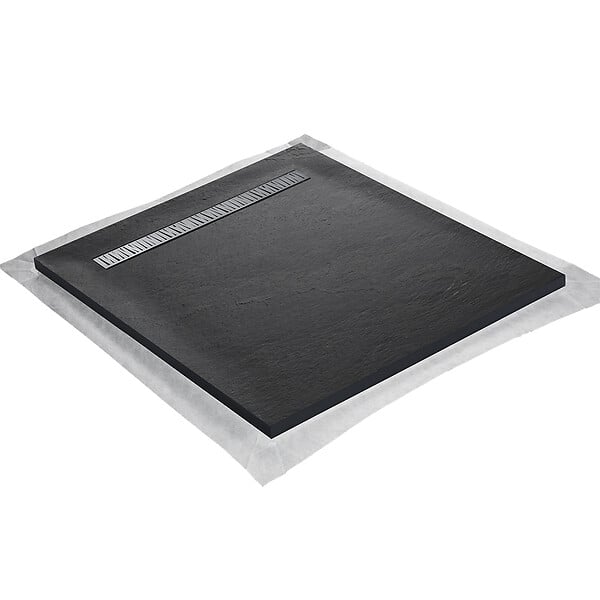 U-TILE - Receveur pierre naturelle rocher de mer 90 x 90 cm - grille caniveau acier excentrée - large