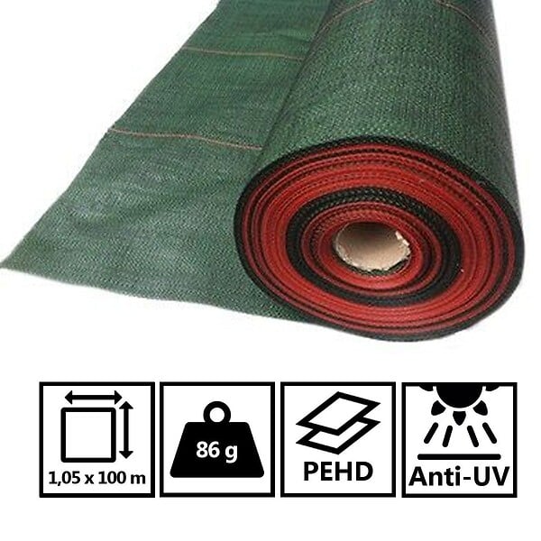 TECPLAST - Toile de paillage 1,05x100m Géotextile Tissé PEHD plus résistant 86g /m² Couvre sol Talus Routes Anti mauvaises herbes TECPLAST - large