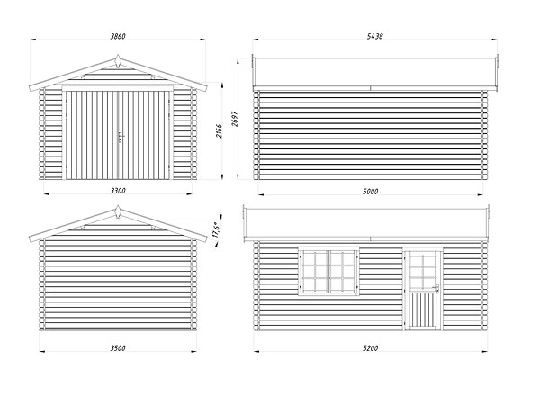 WHITE WOOD - Garage Prague en bois ép.28 mm avec porte en bois - White Wood - 15,9 m² - large