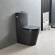 SWISS AQUA TECHNOLOGIES - Swiss Aqua Technologies Brevis WC à poser complet sans bride en céramique avec abattant SoftClose, rinçage Vortex, noir mat (SATBRE031RTORVPBKM) - vignette