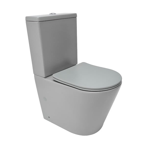 SWISS AQUA TECHNOLOGIES - Swiss Aqua Technologies Infinitio WC à poser complet en céramique avec abattant SoftClose, gris mat (SATINF031VPSNLGRM) - large
