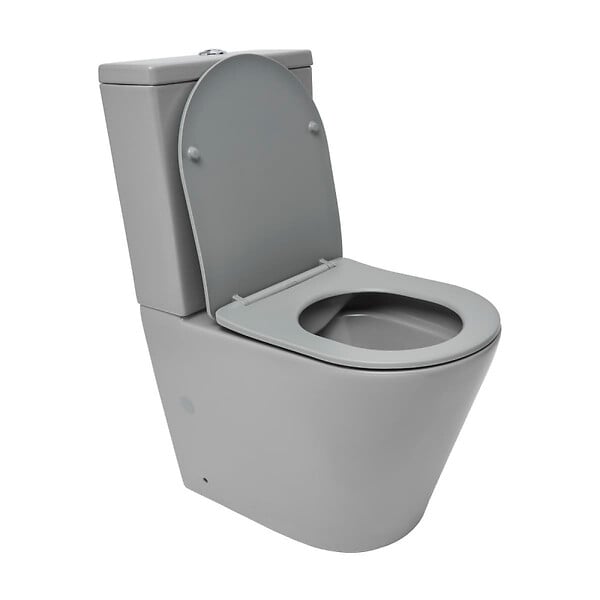SWISS AQUA TECHNOLOGIES - Swiss Aqua Technologies Infinitio WC à poser complet en céramique avec abattant SoftClose, gris mat (SATINF031VPSNLGRM) - large
