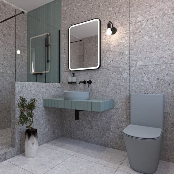 SWISS AQUA TECHNOLOGIES - Swiss Aqua Technologies Infinitio WC à poser complet en céramique avec abattant SoftClose, gris mat (SATINF031VPSNLGRM) - large
